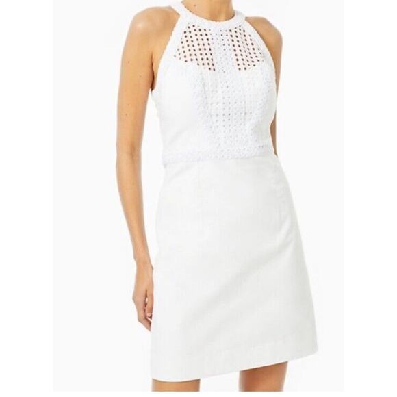 Lily Pulitzer Charlize Dress Sz 4 Halter White Lined Stretch Shift NWT - Picture 6 of 11
